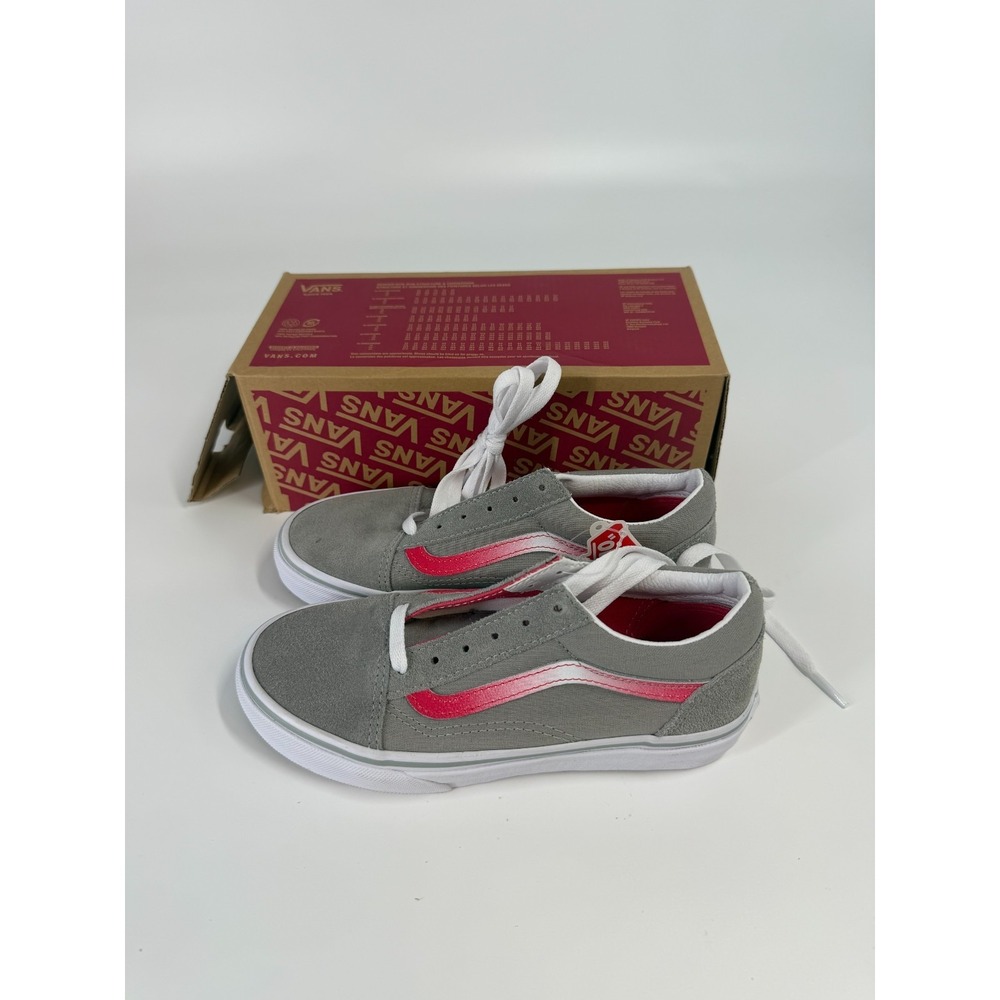 Vans Old Skool Kids Size 3K Gray Pink Lace Up Suede New VN0A4VJC7WB